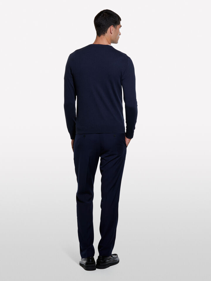 Dark blue crew neck sweater - men's crew neck sweaters - Dark Blue | Sisley image number 2